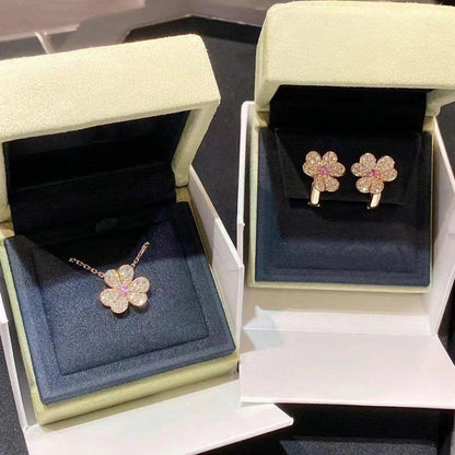 [💎ROSE💎]FRIVOLE PINK GOLD FLOWER DIAMOND EARRINGS