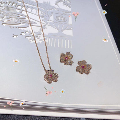 [💎ROSE💎]FRIVOLE PINK GOLD FLOWER DIAMOND EARRINGS