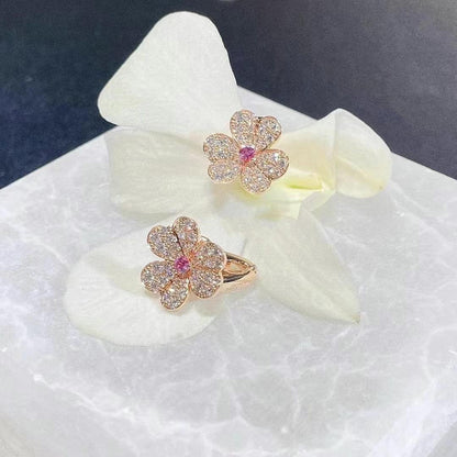 [💎ROSE💎]FRIVOLE PINK GOLD FLOWER DIAMOND EARRINGS