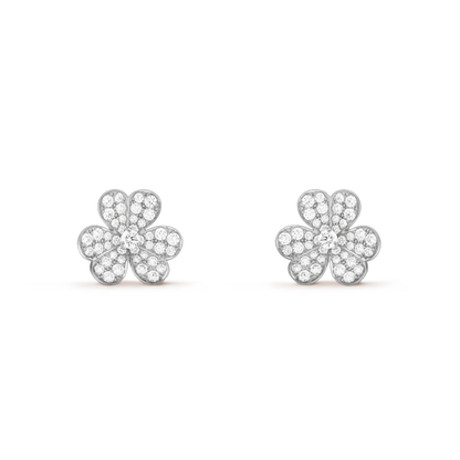 [💎ROSE💎]FRIVOLE SILVER FLOWER DIAMOND EARRINGS