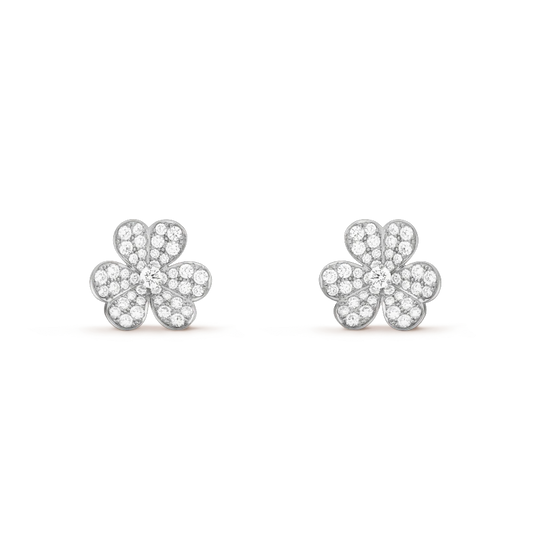 [💎ROSE💎]FRIVOLE SILVER FLOWER DIAMOND EARRINGS