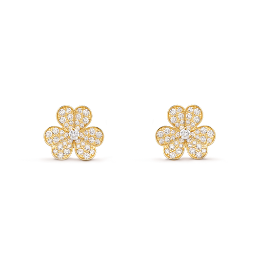 [💎ROSE💎]FRIVOLE GOLD FLOWER DIAMOND EARRINGS