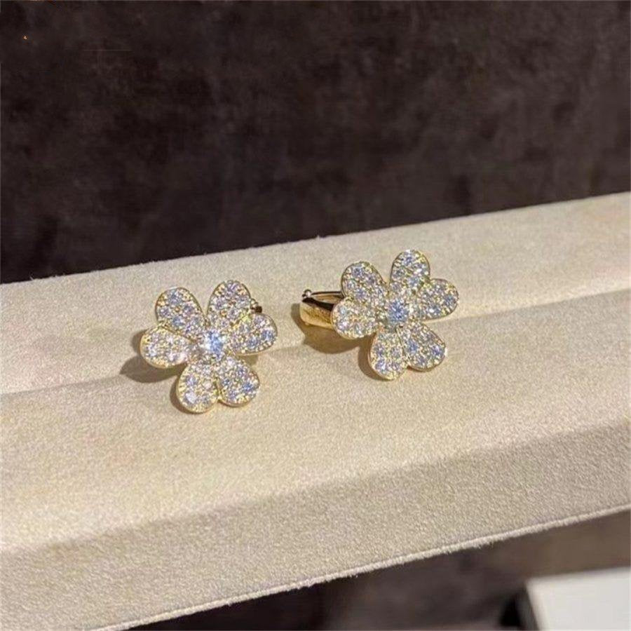 [💎ROSE💎]FRIVOLE GOLD FLOWER DIAMOND EARRINGS