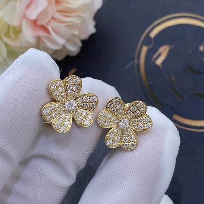 [💎ROSE💎]FRIVOLE GOLD FLOWER DIAMOND EARRINGS