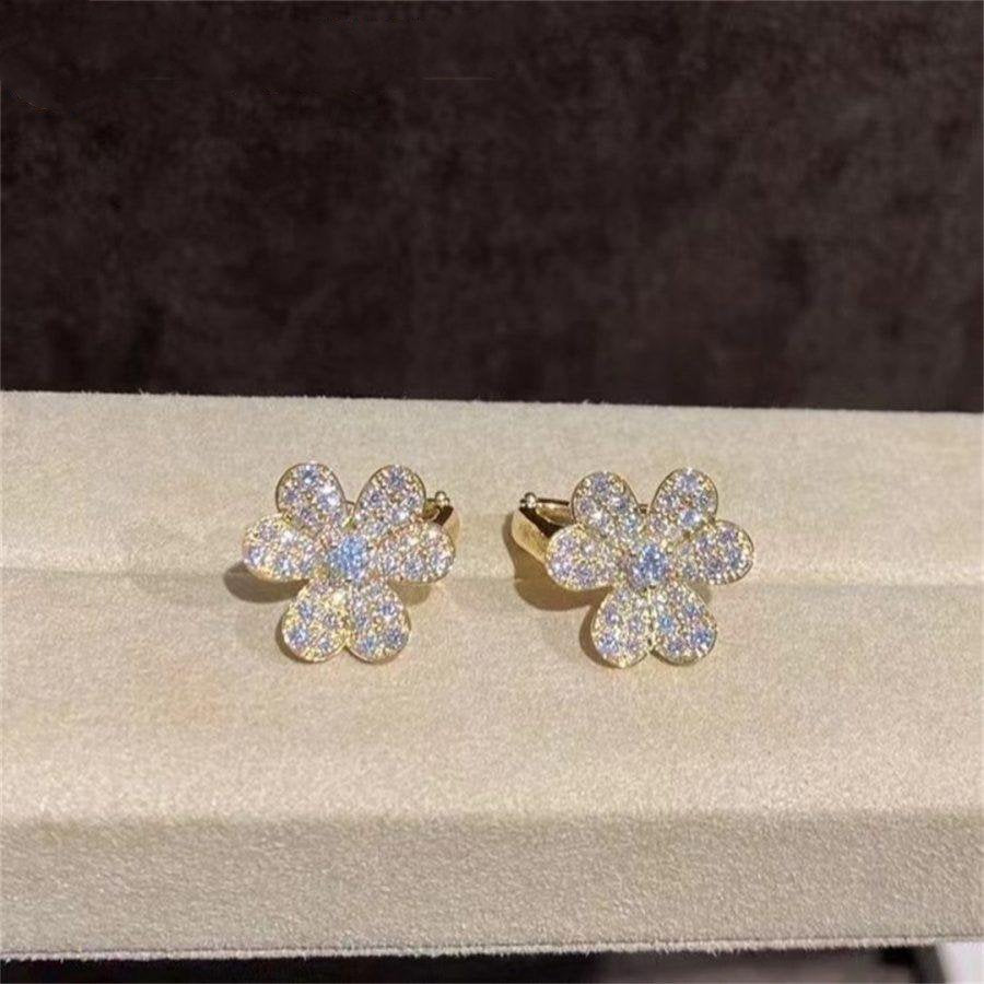 [💎ROSE💎]FRIVOLE GOLD FLOWER DIAMOND EARRINGS
