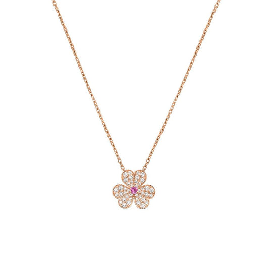 [💎ROSE💎]FRIVOLE ROSE GOLD FLOWER DIAMOND NECKLACE