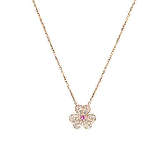 [💎ROSE💎]FRIVOLE ROSE GOLD FLOWER DIAMOND NECKLACE