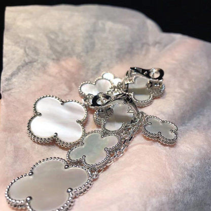 [💎ROSE💎]CLOVER EARRINGS WHITE MOP 4 MOTIFS SILVER