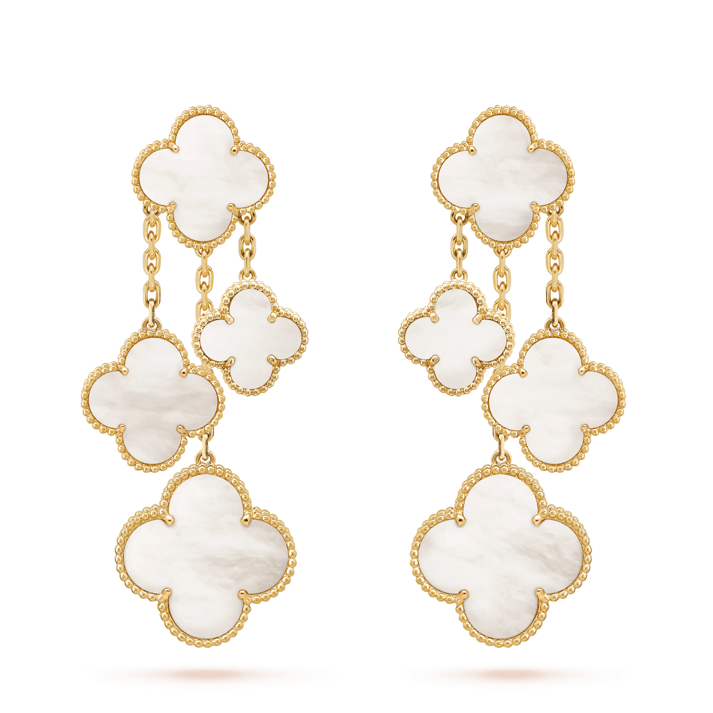 [💎ROSE💎]CLOVER EARRINGS WHITE MOP 4 MOTIFS GOLD