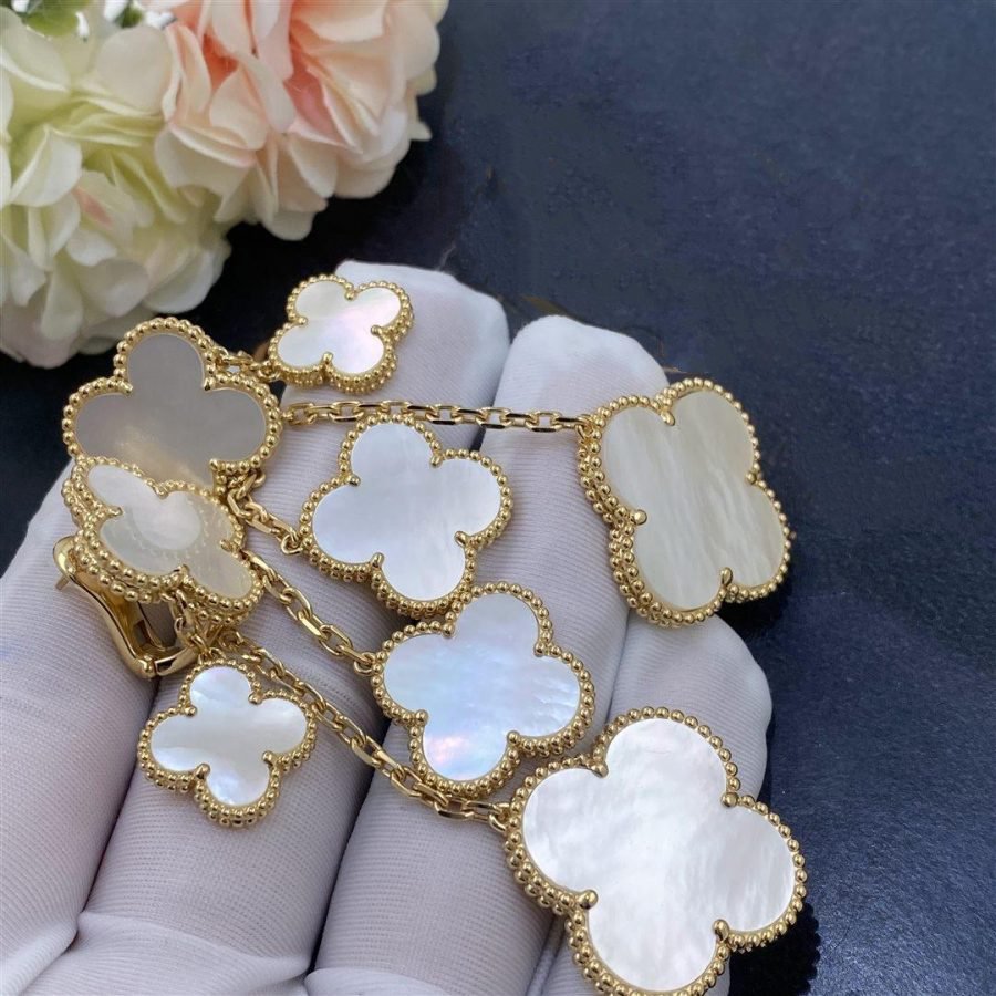 [💎ROSE💎]CLOVER EARRINGS WHITE MOP 4 MOTIFS GOLD
