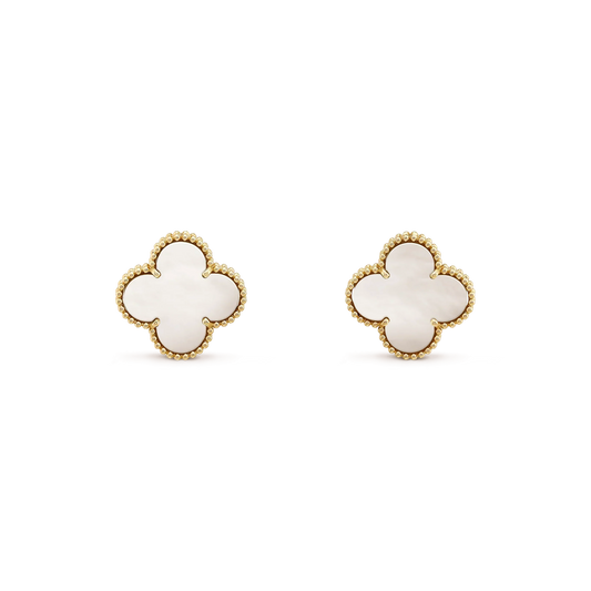 [Rose Jewelry]CLOVER MEDIUM 1 MOTIFS  WHITE MOP STUD EARRINGS