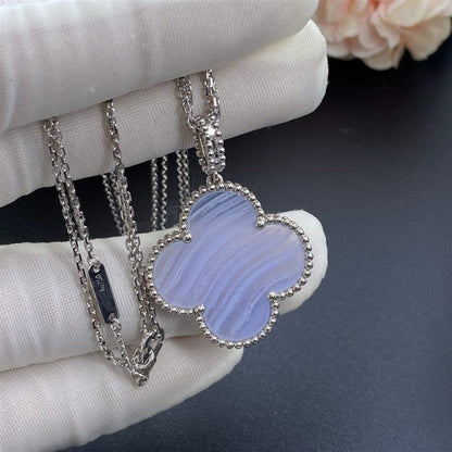 [💎ROSE💎]CLOVER SILVER CHALCEDONY BIG CLOVER NECKLACE