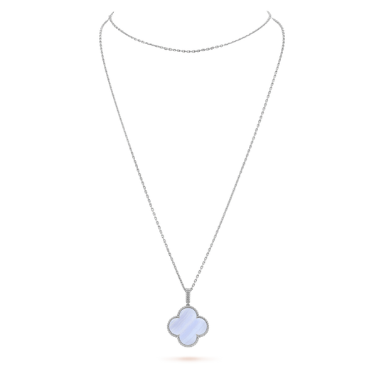 [💎ROSE💎]CLOVER SILVER CHALCEDONY BIG CLOVER NECKLACE