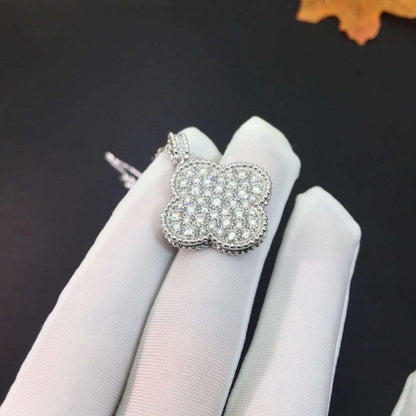 [💎ROSE💎]CLOVER 25MM SILVER FULL DIAMOND BIG CLOVER NECKLACE