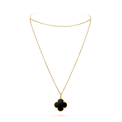 [💎ROSE💎]CLOVER 25MM GOLD ONYX BIG CLOVER NECKLACE