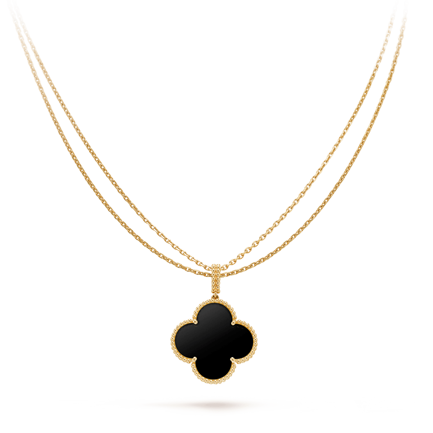 [💎ROSE💎]CLOVER 25MM GOLD ONYX BIG CLOVER NECKLACE