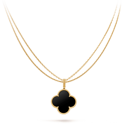 [💎ROSE💎]CLOVER 25MM GOLD ONYX BIG CLOVER NECKLACE