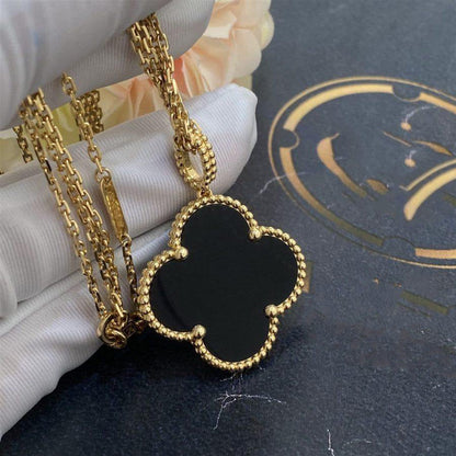 [💎ROSE💎]CLOVER 25MM GOLD ONYX BIG CLOVER NECKLACE
