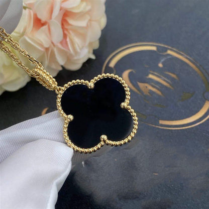 [💎ROSE💎]CLOVER 25MM GOLD ONYX BIG CLOVER NECKLACE