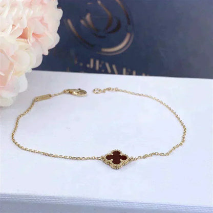 [💎ROSE💎]CLOVER  CARNELIAN SINGLE FLOWER BRACELET