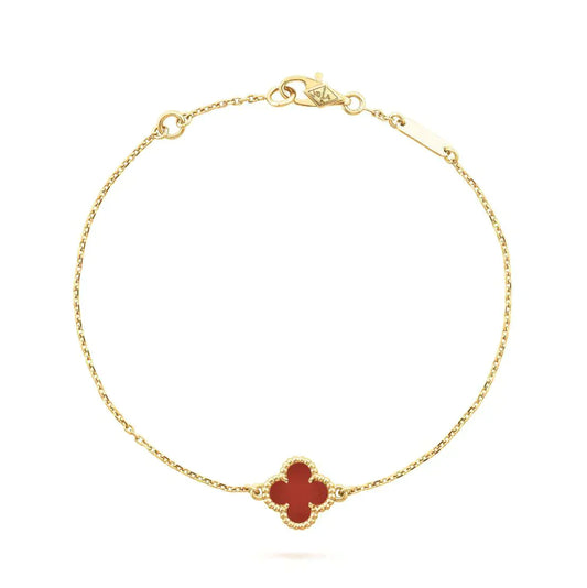 [💎ROSE💎]CLOVER  CARNELIAN SINGLE FLOWER BRACELET