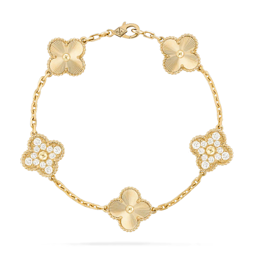 [Rose Tomorrow]CLOVER BRACELET 5 MOTIFS GOLD DIAMOND