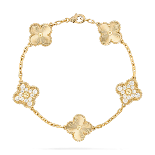 [Rose Tomorrow]CLOVER BRACELET 5 MOTIFS GOLD DIAMOND
