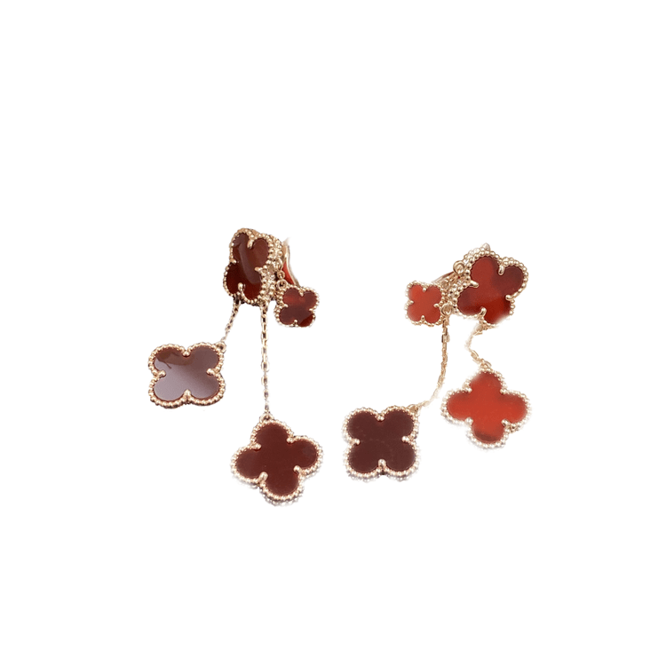 [💎ROSE💎]CLOVER EARRINGS CARNELIAN 4 MOTIFS PINK GOLD