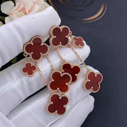 [💎ROSE💎]CLOVER EARRINGS CARNELIAN 4 MOTIFS PINK GOLD