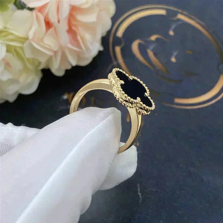 [💎ROSE💎]CLOVER ONYX RING