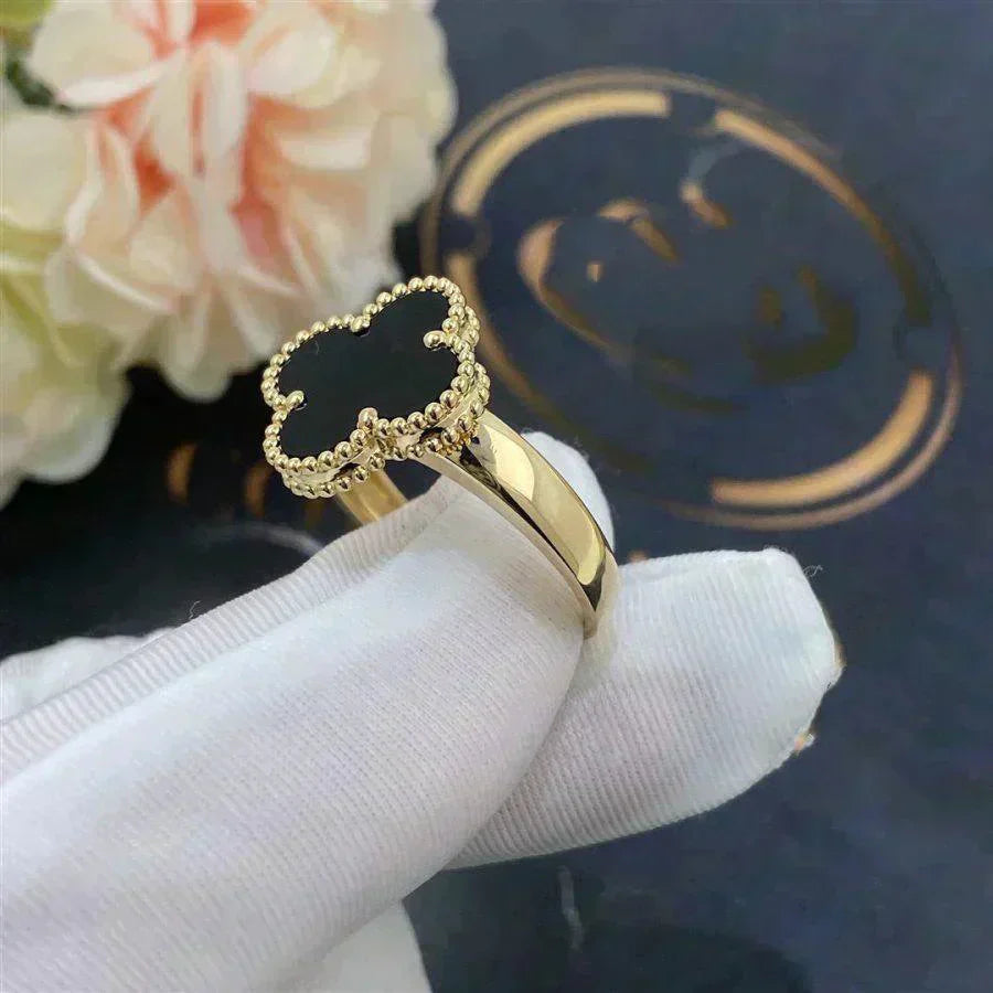 [💎ROSE💎]CLOVER ONYX RING