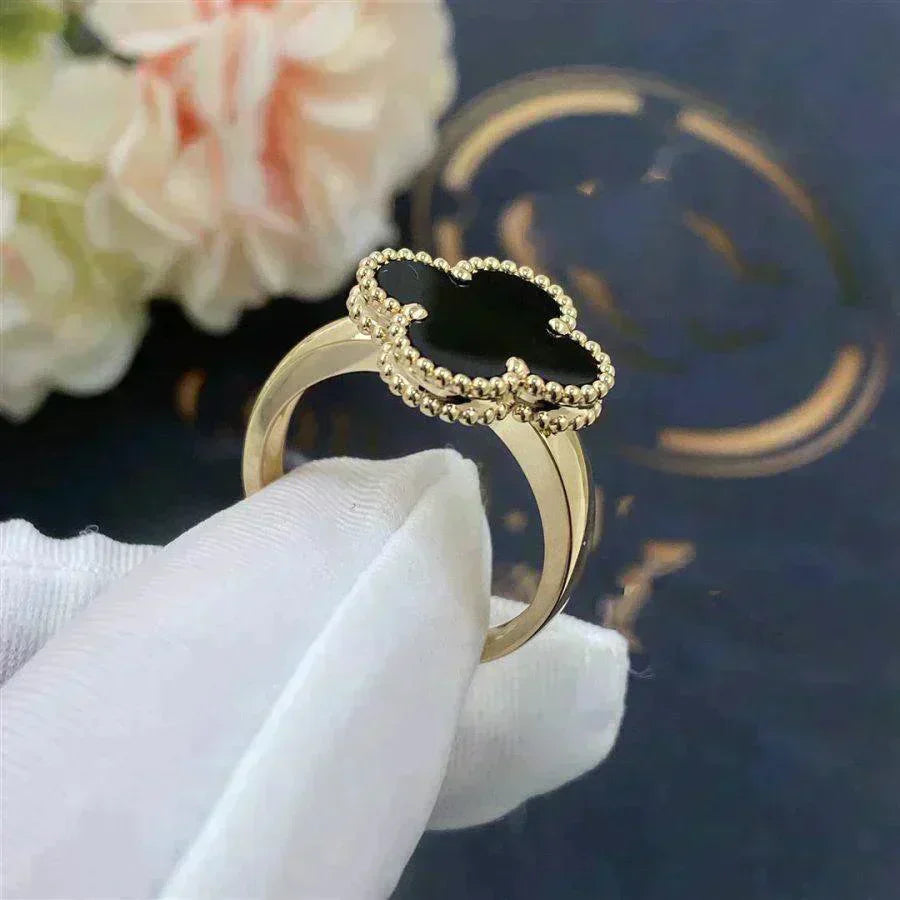 [💎ROSE💎]CLOVER ONYX RING