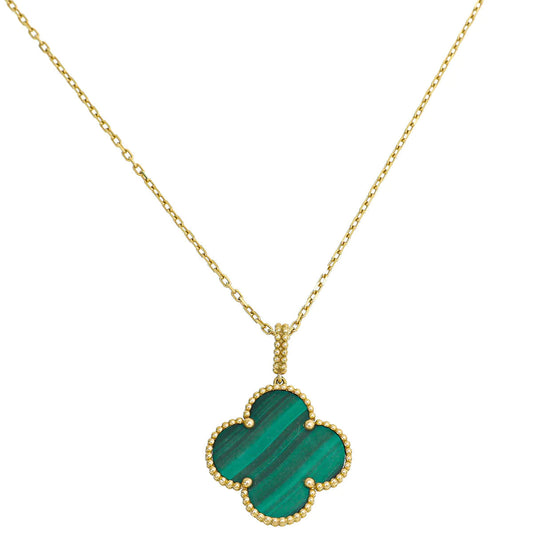 [💎ROSE💎]CLOVER 25MM MALACHITE GOLD NECKLACE