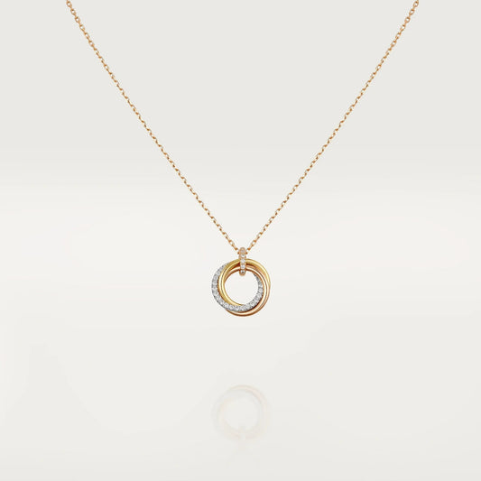 [Rose Jewelry]TRINITY NECKLACE SILVER GOLD PINK GOLD DIAMONDS