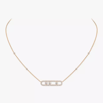 [✨Rose💎] Move Pave_ Rose Gold Diamond Necklace