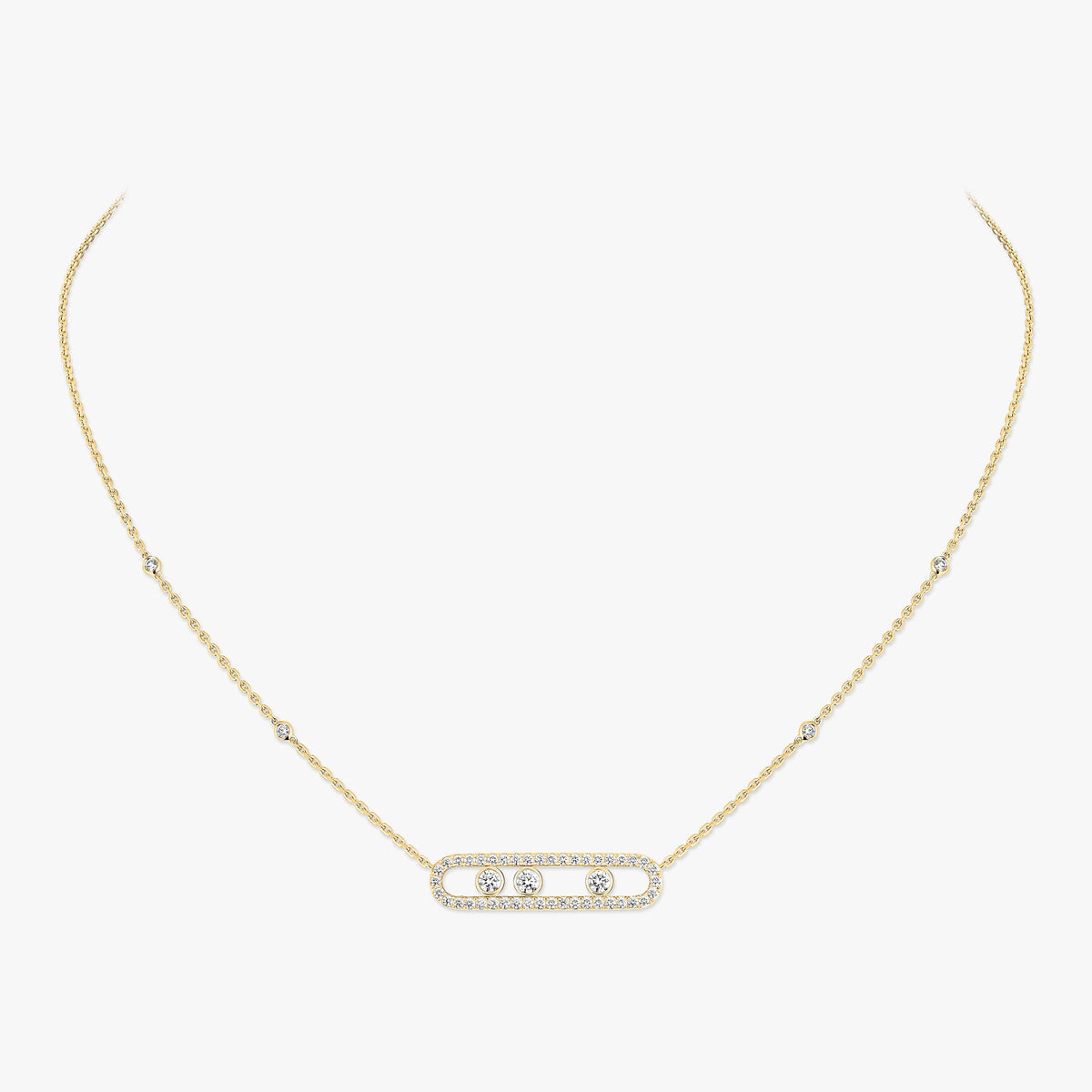 [✨Rose💎] Move Pave_ Rose Gold Diamond Necklace