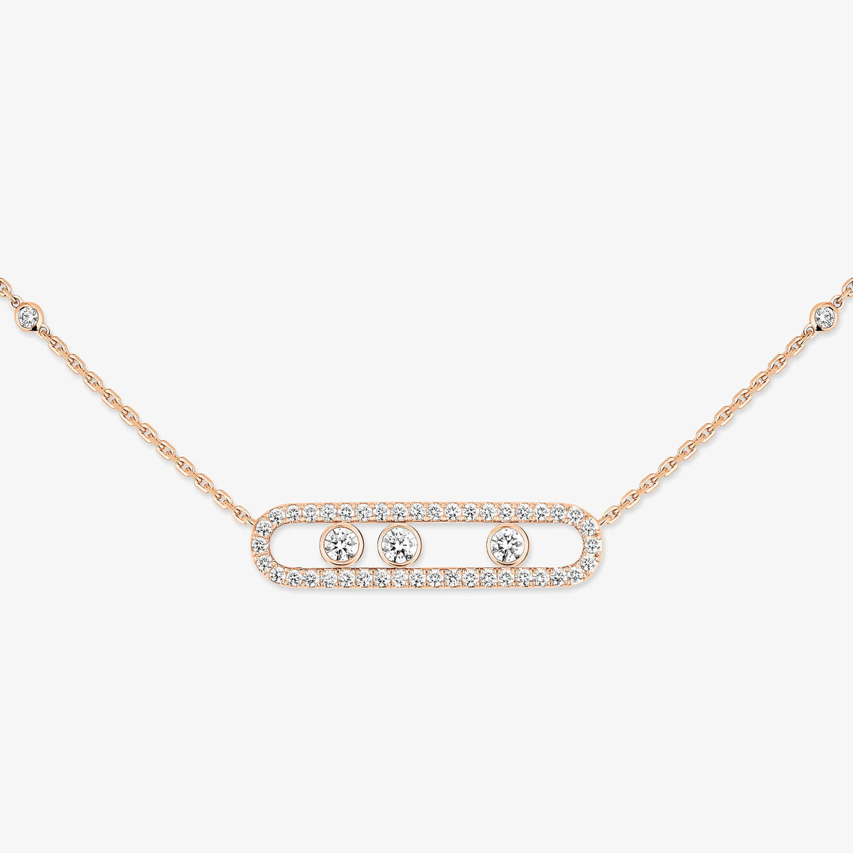 [✨Rose💎] Move Pave_ Rose Gold Diamond Necklace