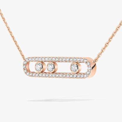 [✨Rose💎] Move Pave_ Rose Gold Diamond Necklace