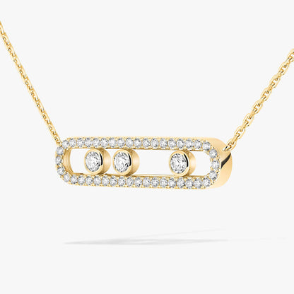[✨Rose💎] Move Pave_ Rose Gold Diamond Necklace