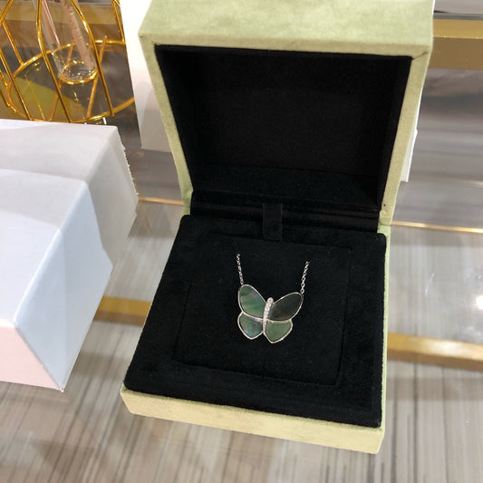 [💎ROSE💎]LARGE BUTTERFLY SILVER PENDANT DIAMOND NECKLACE