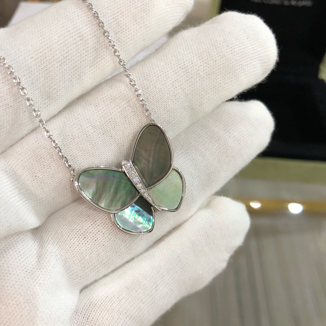 [💎ROSE💎]LARGE BUTTERFLY SILVER PENDANT DIAMOND NECKLACE