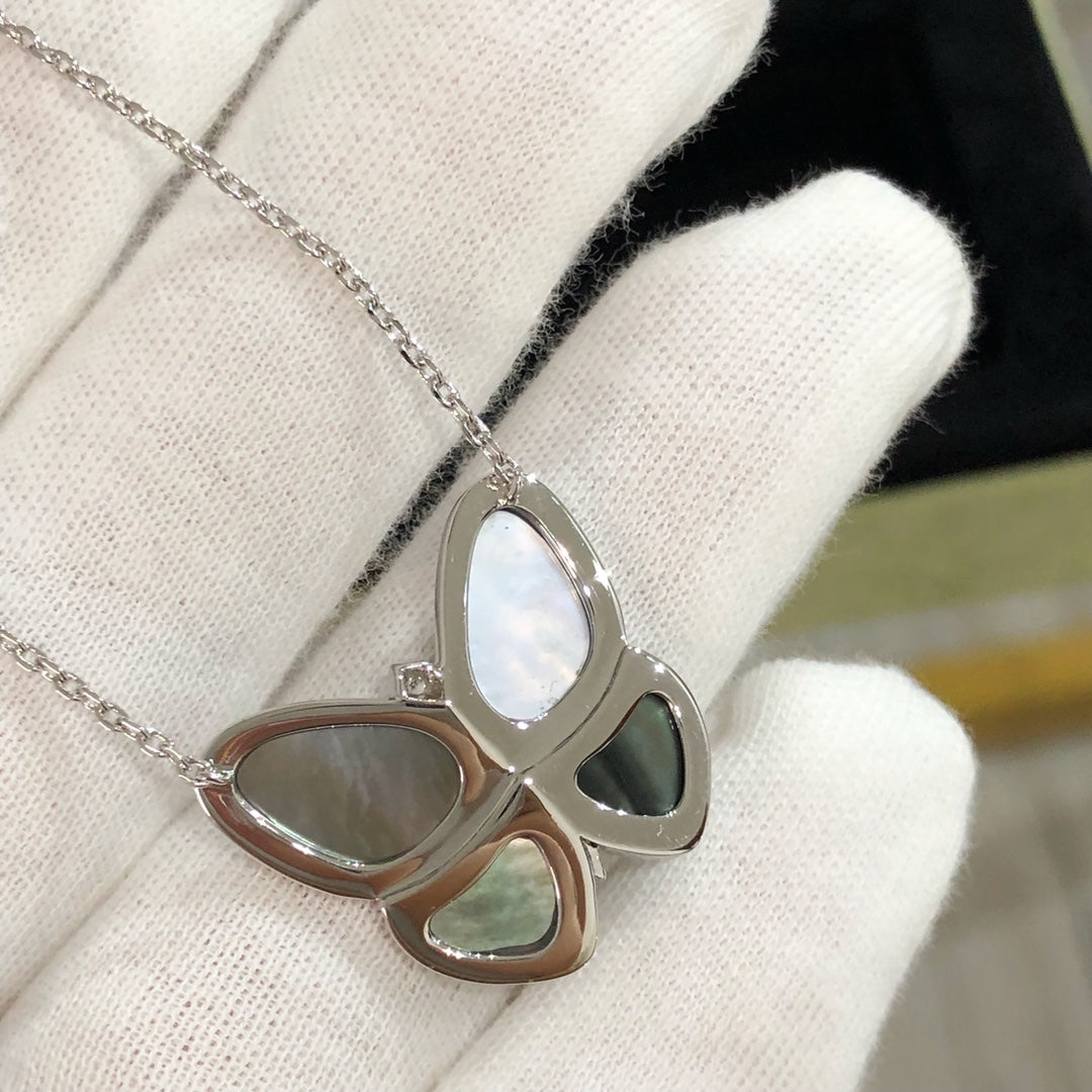 [💎ROSE💎]LARGE BUTTERFLY SILVER PENDANT DIAMOND NECKLACE