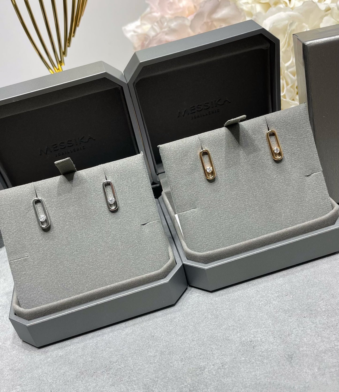 [✨Rose💎]MOVE UNO SMALL 1 DIAMOND EARRINGS