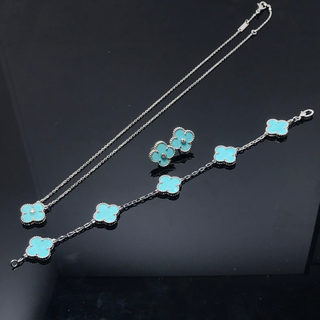 [💎ROSE💎]CLOVER 1 DIAMOND BLUE SKY SILVER EARRINGS