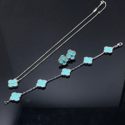 [💎ROSE💎]CLOVER 1 DIAMOND BLUE SKY SILVER EARRINGS