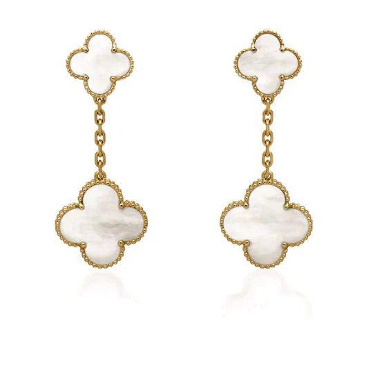 [💎ROSE💎]CLOVER 2 MOTIF WHITE MOP EARRINGS