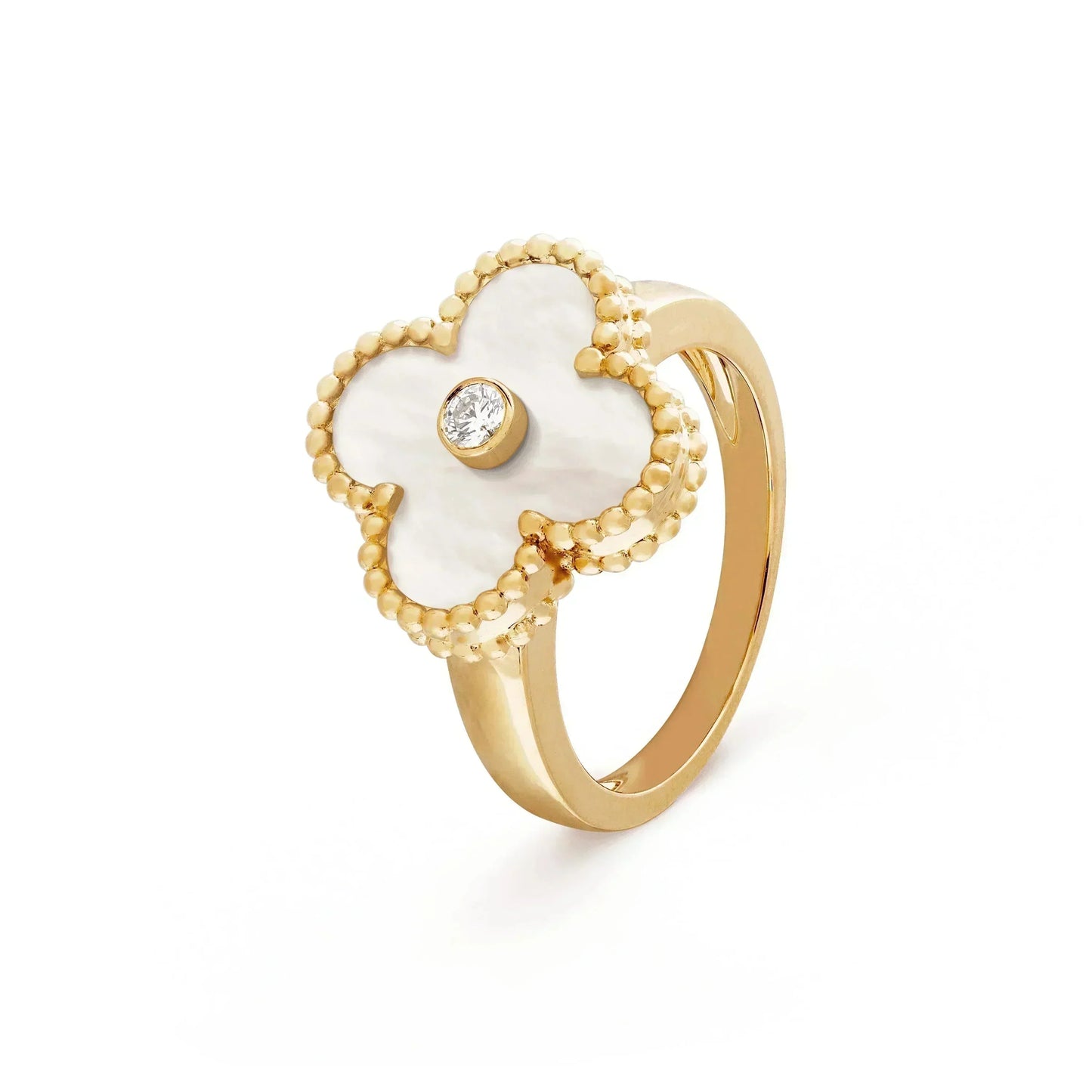 [💎ROSE💎]CLOVER PINK MOP RING GOLD DIAMOND