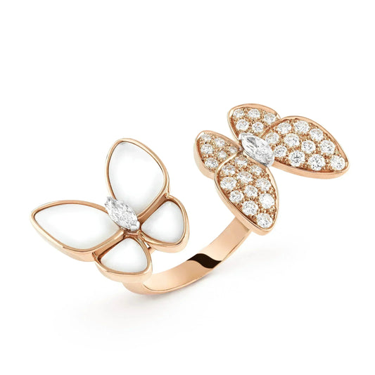 [💎ROSE💎]TWIN BUTTERFLY DIAMOND MOP RING